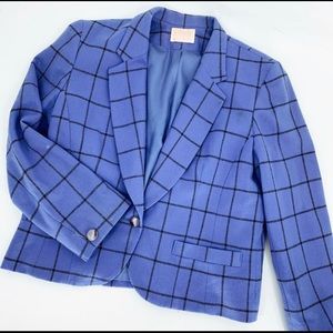 PENDLETON Wool Vintage Jacket Purple Blue Gingham Plaid Windowpane Black Suit